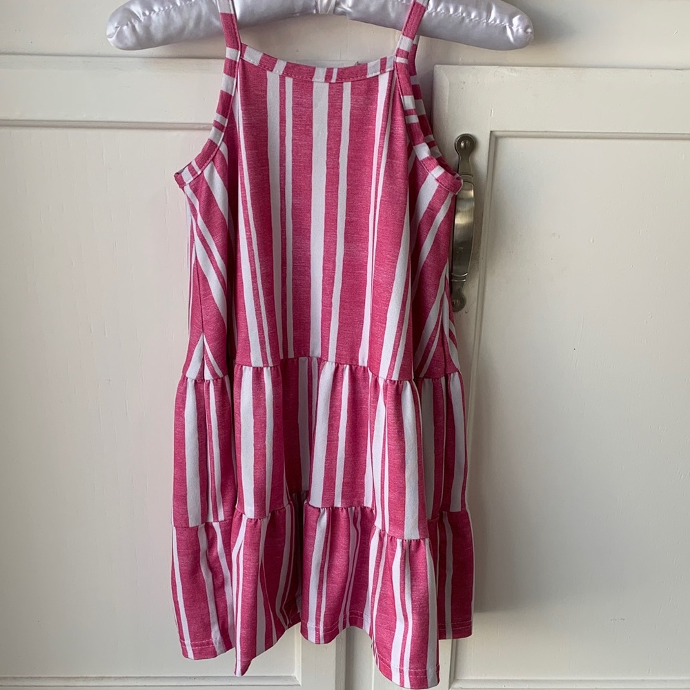 Tommy Bahama Pink & White Striped Ruffle Tiered Dress - Picture 7 of 8